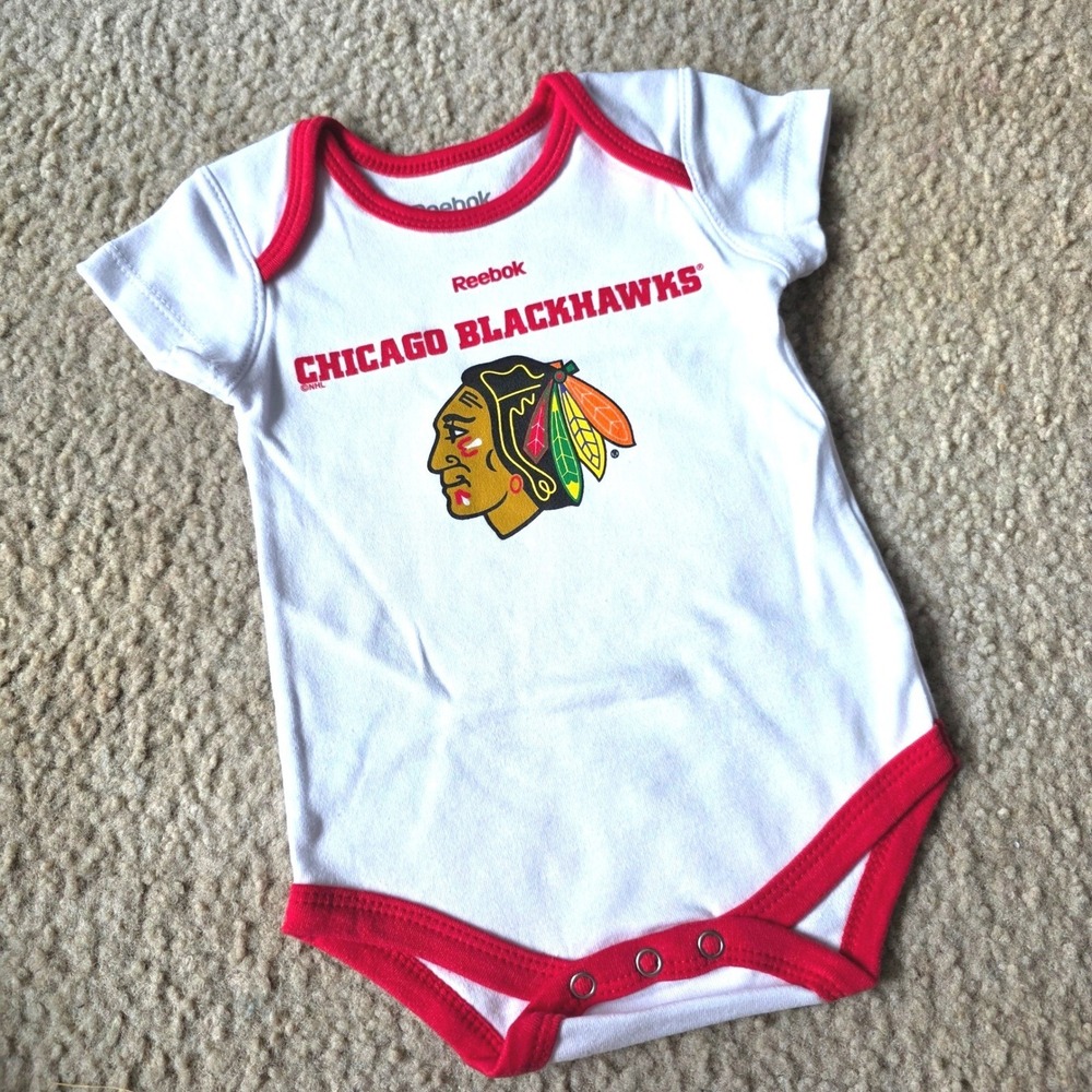 Reebok Chicago Blackhawks Bodysuit White Red NHL Infant 3/6M
